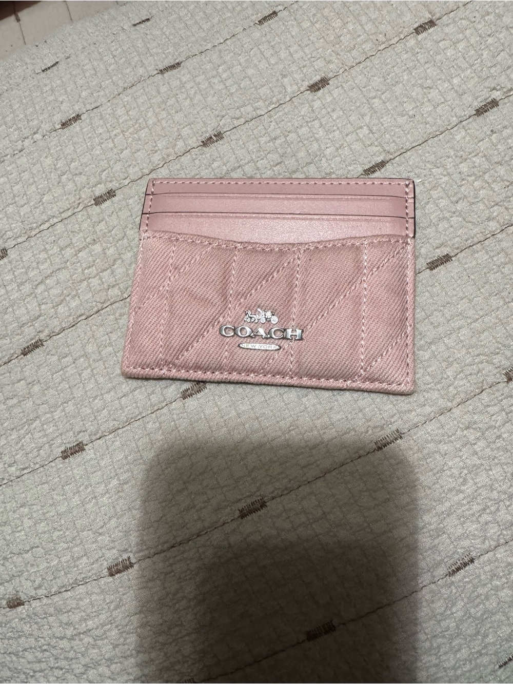 COACH Pink Quilted Card Holder with Silver Logo